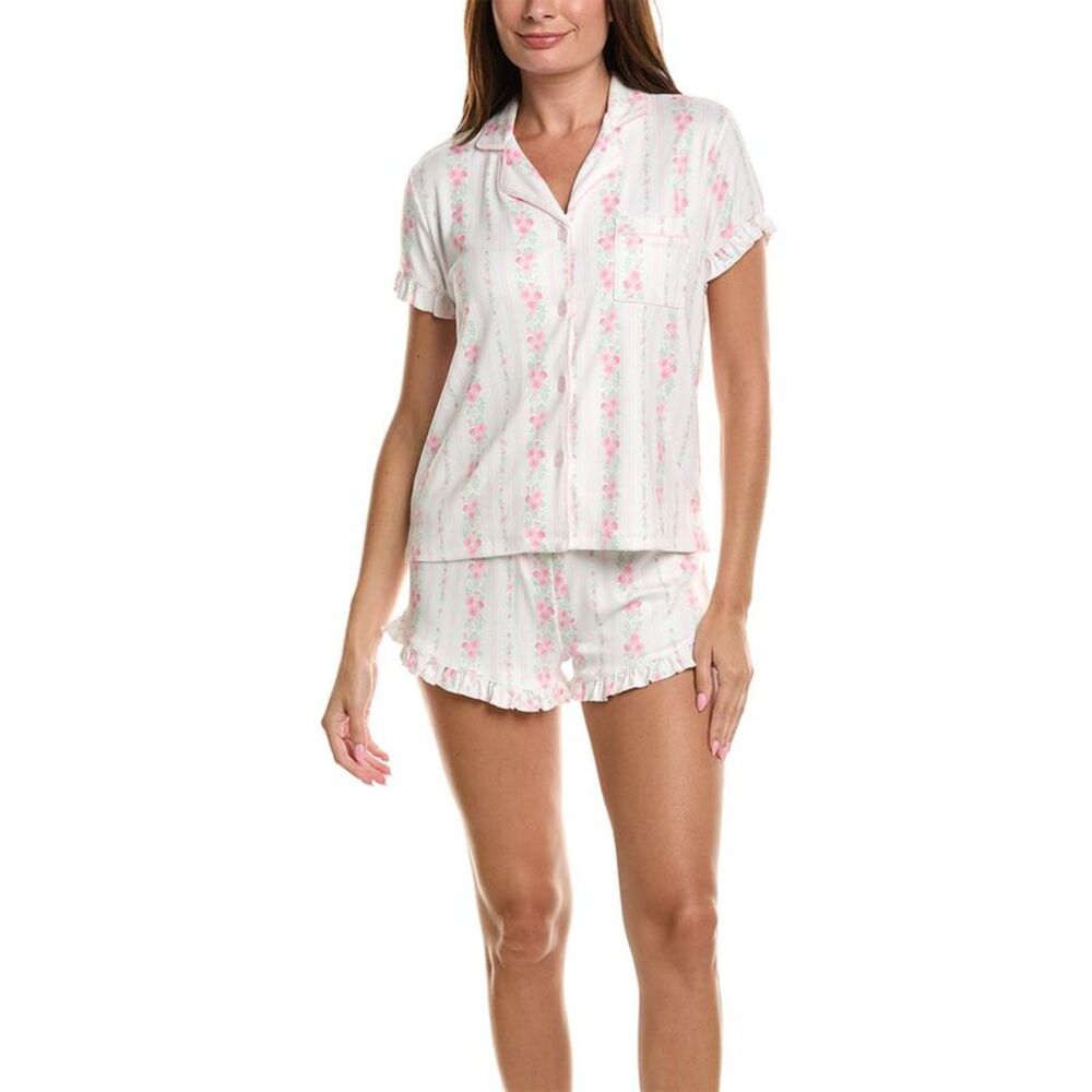 Pj Salvage Womens 2Pc Roses Are Pink Pajama Set, Ivory